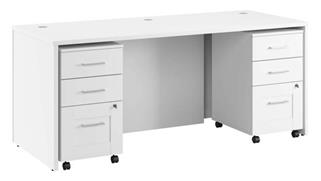 Executive Desks Bush Furniture 72in W x 30in D Executive Desk with 2 Mobile File Cabinets