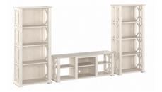 TV Stands Bush Furniture Farmhouse TV Stand for 70in TV with 4 Shelf Bookcases (Set of 2)