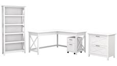 L Shaped Desks Bush Furniture 60in W L-Shaped Desk with File Cabinets and 5 Shelf Bookcase