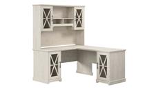 L Shaped Desks Bush Furniture 60in W Farmhouse L-Shaped Desk with Hutch and Storage Cabinets
