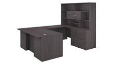 U Shaped Desks Bush Furniture 72in W U-Shaped Executive Desk with 3 Drawer File Cabinet - Assembled, 2 Drawer File Cabinet - Assembled, and Hutch