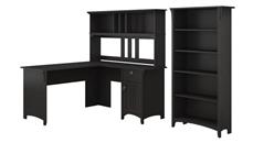 L Shaped Desks Bush Furniture 60in W L Shaped Desk with Hutch and 5 Shelf Bookcase