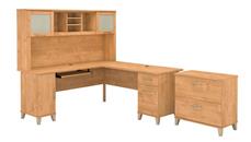 L Shaped Desks Bush Furniture 72" W L-Shaped Desk with Hutch and Lateral File Cabinet