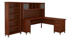 L Shaped Desks Bush Furniture 72" W L-Shaped Desk with Hutch and 5 Shelf Bookcase