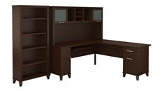 L Shaped Desks Bush Furniture 72" W L Shaped Desk with Hutch and 5 Shelf Bookcase