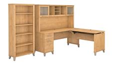 Adjustable Height Desks & Tables Bush Furniture 6ft W 3 Position Sit to Stand L-Shaped Desk with Hutch and Bookcase