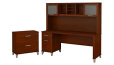 Computer Desks Bush Furniture 72" W Office Desk with Hutch and Lateral File Cabinet