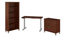 Adjustable Height Desks & Tables Bush Furniture 48" W Height Adjustable Standing Desk with Lateral File Cabinet and 5 Shelf Bookcase
