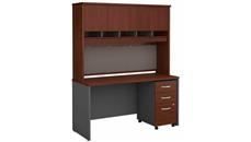 Computer Desks Bush Furniture 60in W x 24in D Office Desk with Hutch and Assembled 3 Drawer Mobile File Cabinet