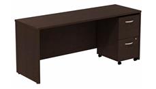 Office Credenzas Bush Furniture 72in W Desk Credenza with Assembled 2 Drawer Mobile Pedestal