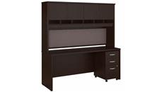 Office Credenzas Bush Furniture 72" W x 24" D Credenza Desk with Hutch and Assembled 3 Drawer Mobile File Cabinet