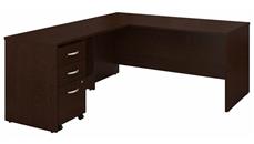 L Shaped Desks Bush Furniture 66in W L-Shaped Desk with Assembled 3 Drawer Mobile File Cabinet