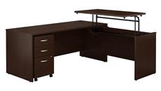 Adjustable Height Desks & Tables Bush Furniture 72" W x 30" D 3 Position Sit to Stand L Shaped Desk with Mobile File Cabinet