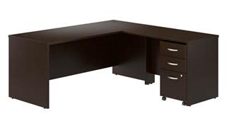 L Shaped Desks Bush Furniture 72in W L-Shaped Desk with 42in W Return and Mobile File Cabinet