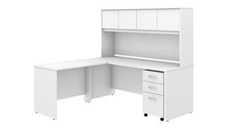 Executive Desks Bush Furniture 72in W x 30in D L-Shaped Desk with Hutch, 42in W Return and Assembled Mobile File Cabinet