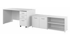 Computer Desks Bush Furniture 60in W x 30in D Office Desk with Storage Return and Assembled  Mobile File Cabinet