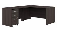 L Shaped Desks Bush Furniture 66in W x 30in D L-Shaped Desk with Assembled 3 Drawer Mobile File Cabinet