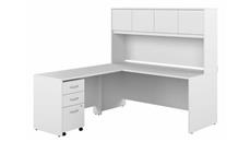 L Shaped Desks Bush Furniture 72" W L-Shaped Desk with Hutch and Assembled 3 Drawer Mobile File Cabinet