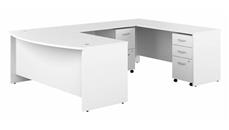 U Shaped Desks Bush Furniture 72in W x 36in D U-Shaped Desk and Assembled Mobile File Cabinets (2 Drawer and 3 Drawer)