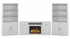 Electric Fireplaces Bush Furniture 36" W Bookcase (Set of 2) with 72" W Electric Fireplace TV Stand