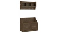 Benches Bush Furniture 40in W Entryway Bench with Doors and Wall Mounted Coat Rack