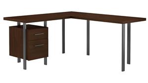 L Shaped Desks Bush Furnishings 60in W L-Shaped Desk with Drawers