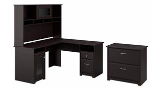 L Shaped Desks Bush Furnishings 60in W L-Shaped Desk with Hutch and Lateral File Cabinet