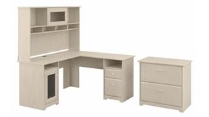 L Shaped Desks Bush Furnishings 60in W L-Shaped Computer Desk with Hutch and Lateral File Cabinet