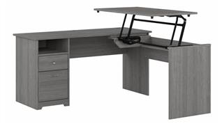 Adjustable Height Desks & Tables Bush Furnishings 60in W 3 Position L-Shaped Sit to Stand Desk