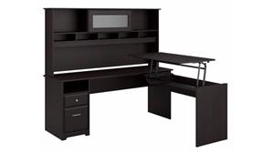Adjustable Height Desks & Tables Bush Furnishings 72in W 3 Position Sit to Stand L-Shaped Desk with Hutch