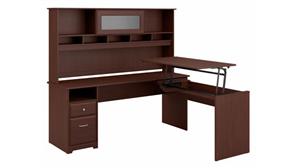 Adjustable Height Desks & Tables Bush Furnishings 6ft W 3 Position L-Shaped Sit to Stand Desk with Hutch