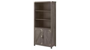 Bookcases Bush Furnishings Tall 5 Shelf Bookcase with Doors