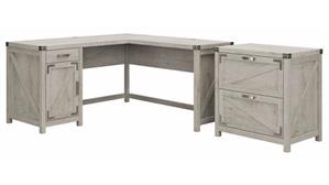 L Shaped Desks Bush Furnishings 60in W L-Shaped Desk with 2 Drawer Lateral File Cabinet