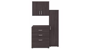 Storage Cabinets Bush Furnishings 3 Piece Modular Closet Storage Set with Floor and Wall Cabinets