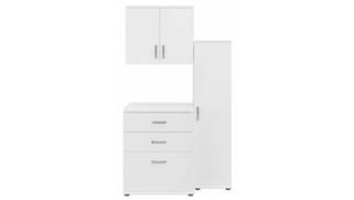 Storage Cabinets Bush Furnishings 3 Piece Modular Closet Storage Set with Floor and Wall Cabinets