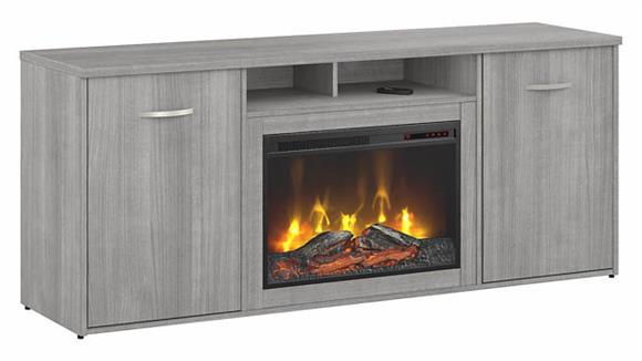 Electric Fireplaces Bush Furnishings 72" W Electric Fireplace with Storage Cabinets and Doors