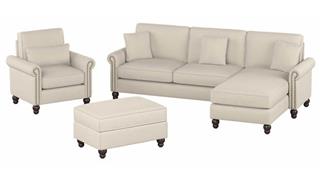 Sectional Sofas Bush Furnishings 102in W Sectional Sofa with Reversible Chaise Lounge, Accent Chair and Ottoman
