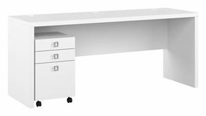 Office Credenzas Bush Furnishings 72in W Credenza Desk with 3 Drawer Mobile Pedestal