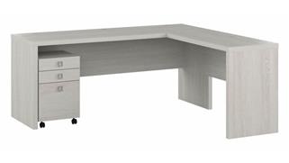 L Shaped Desks Bush Furnishings 72in W L-Shaped Credenza Desk with 3 Drawer Mobile File Cabinet