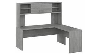 L Shaped Desks Bush Furnishings 72in W L-Shaped Credenza Desk with Hutch