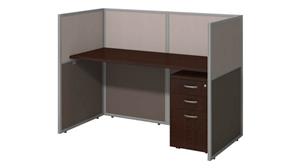 Workstations & Cubicles Bush Furnishings 60in W Straight Desk Closed Office with 45in H Panels and 3 Drawer Mobile Pedestal