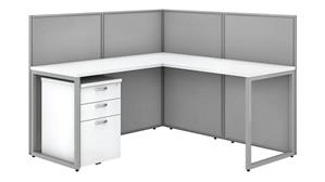 Workstations & Cubicles Bush Furnishings 60in W L-Shaped Open Cubicle Desk with 3 Drawer Mobile File Cabinet and 45in H Panels