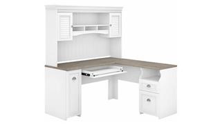 L Shaped Desks Bush Furnishings 60in W L-Shaped Desk with Hutch