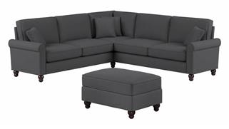Sectional Sofas Bush Furnishings 99in W L-Shaped Sectional Couch with Ottoman