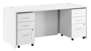 Executive Desks Bush Furnishings 72in W x 30in D Executive Desk with 2 Mobile File Cabinets