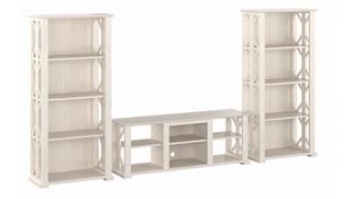 TV Stands Bush Furnishings Farmhouse TV Stand for 70in TV with 4 Shelf Bookcases (Set of 2)