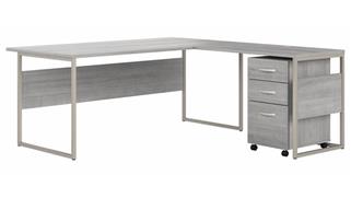 L Shaped Desks Bush Furnishings 72in W x 36in D L-Shaped Table Desk with Assembled 3 Drawer Mobile File Cabinet