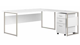 L Shaped Desks Bush Furnishings 72in W x 36in D L-Shaped Table Desk with Assembled 3 Drawer Mobile File Cabinet