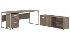 Computer Desks Bush Furnishings 72in W x 30in D Computer Table Desk with Storage and Assembled Mobile File Cabinet