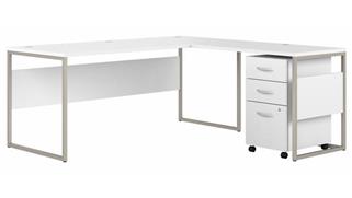 L Shaped Desks Bush Furnishings 72in W x 72in D L-Shaped Table Desk with Assembled Mobile File Cabinet
